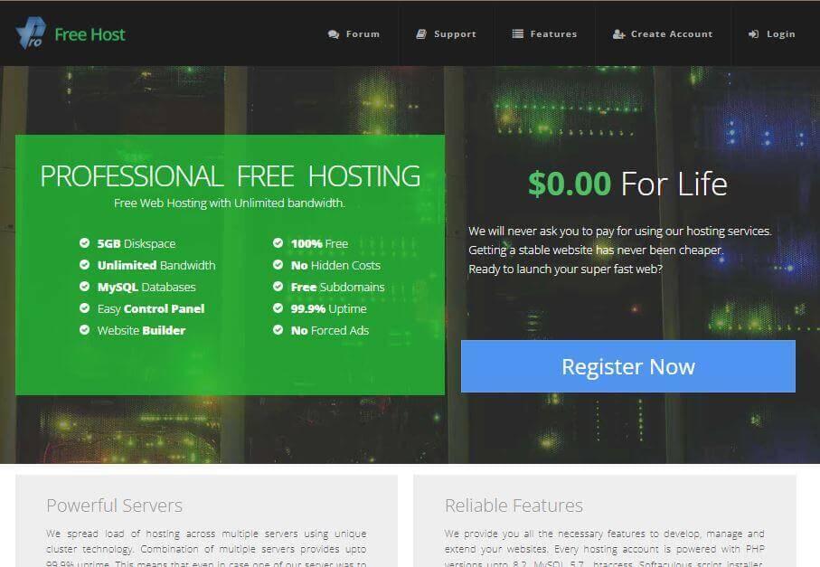 pro free host (free website hosting service)